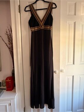 WYLDR Black Maxi Dress with Gold Trim